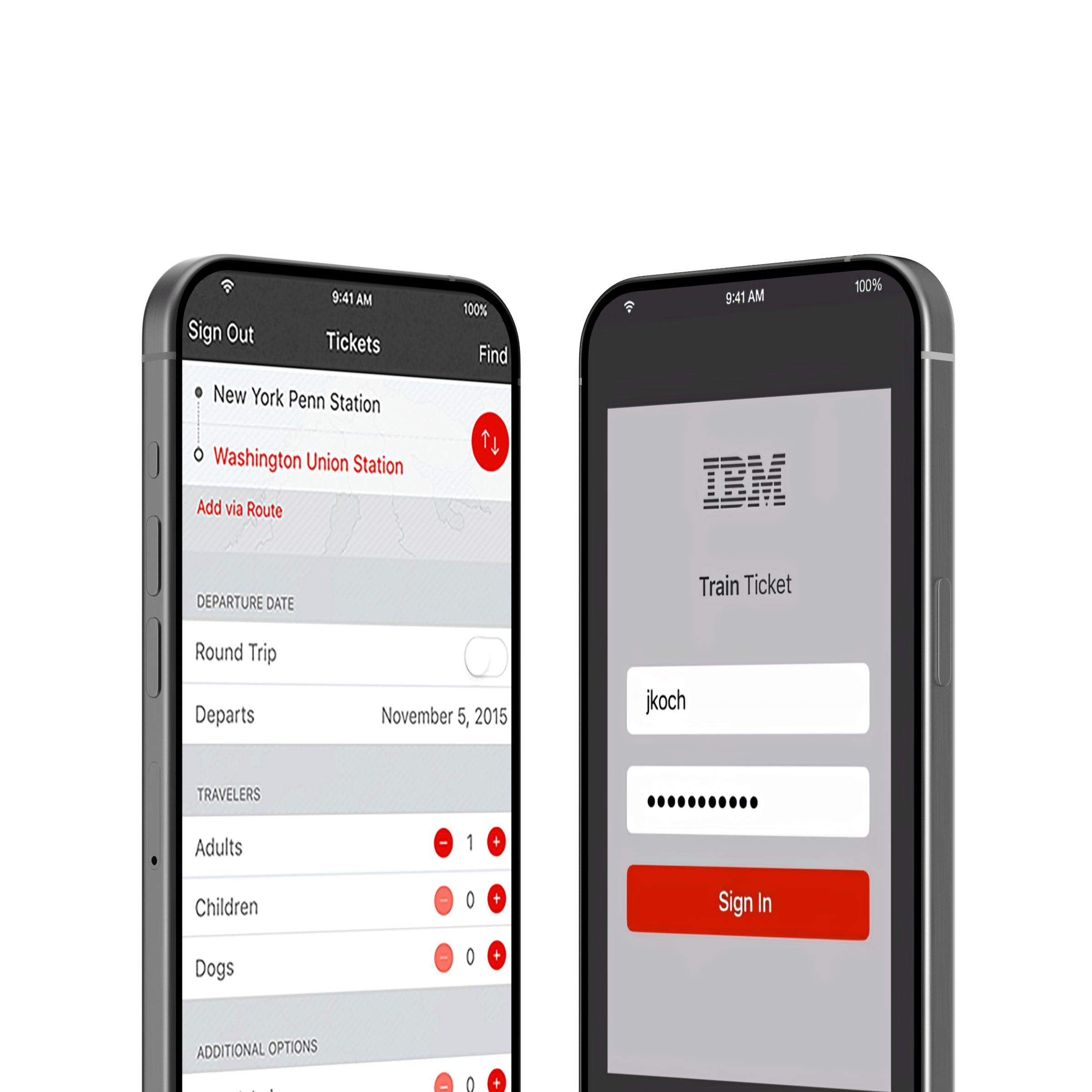 IBM / ÖBB iPhone app journey login screen