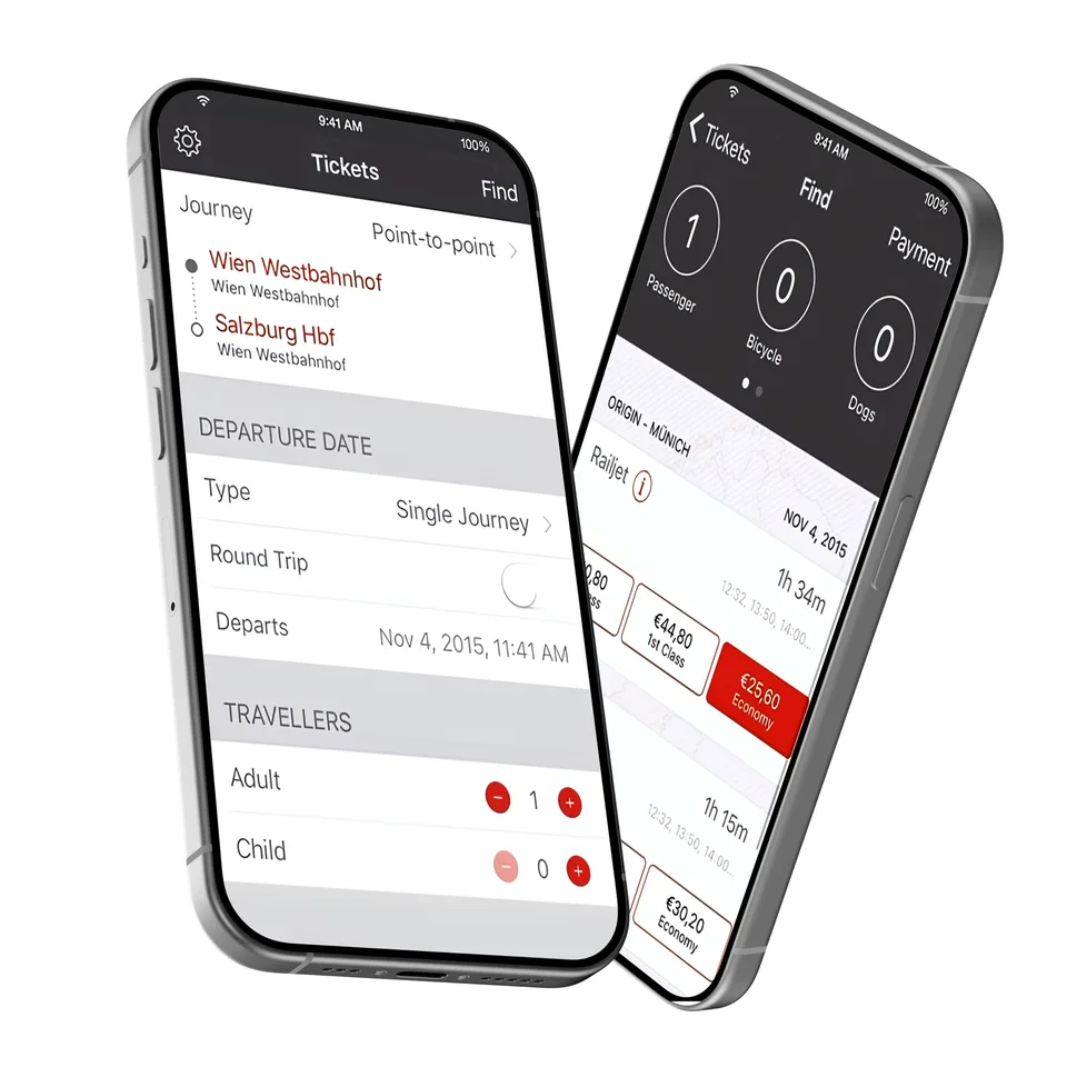 ÖBB mobile ticket app on iPhone
