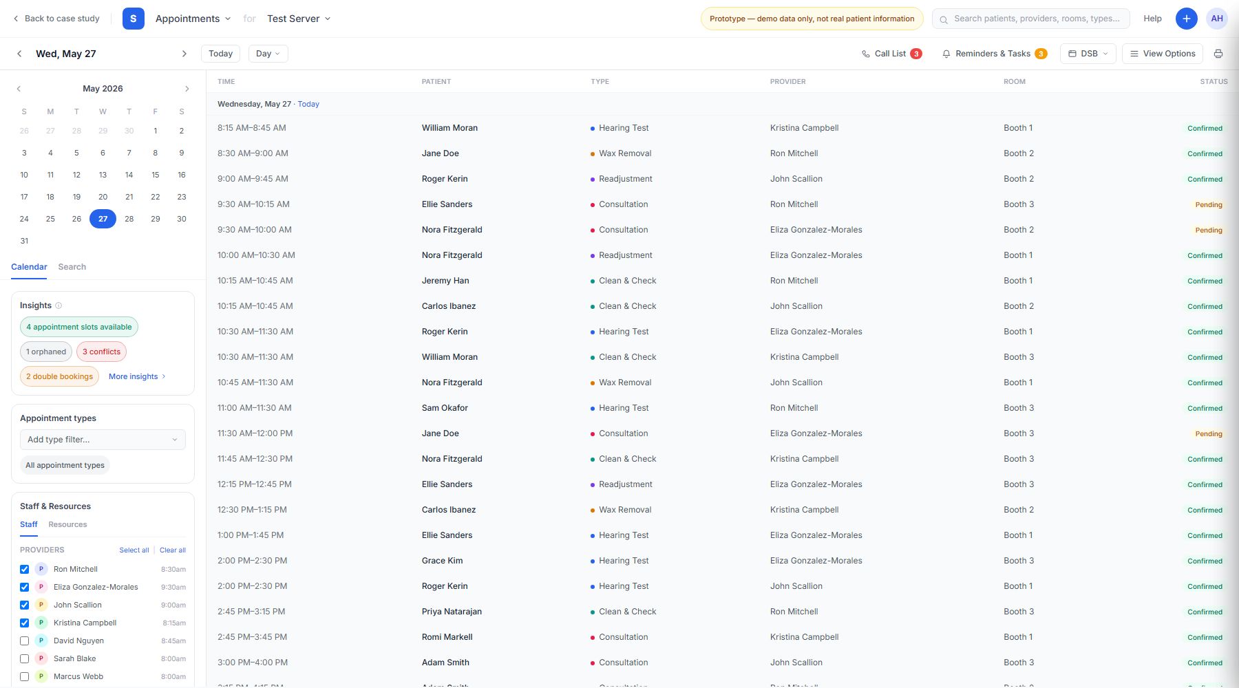 Agenda view wireframe