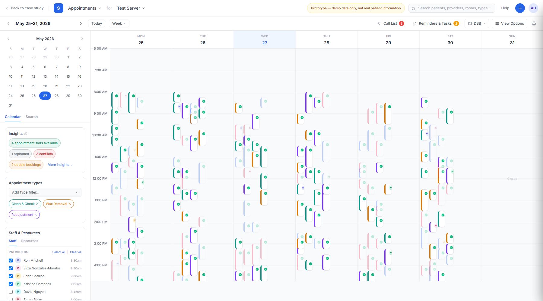 Calendar filter custom appointment types