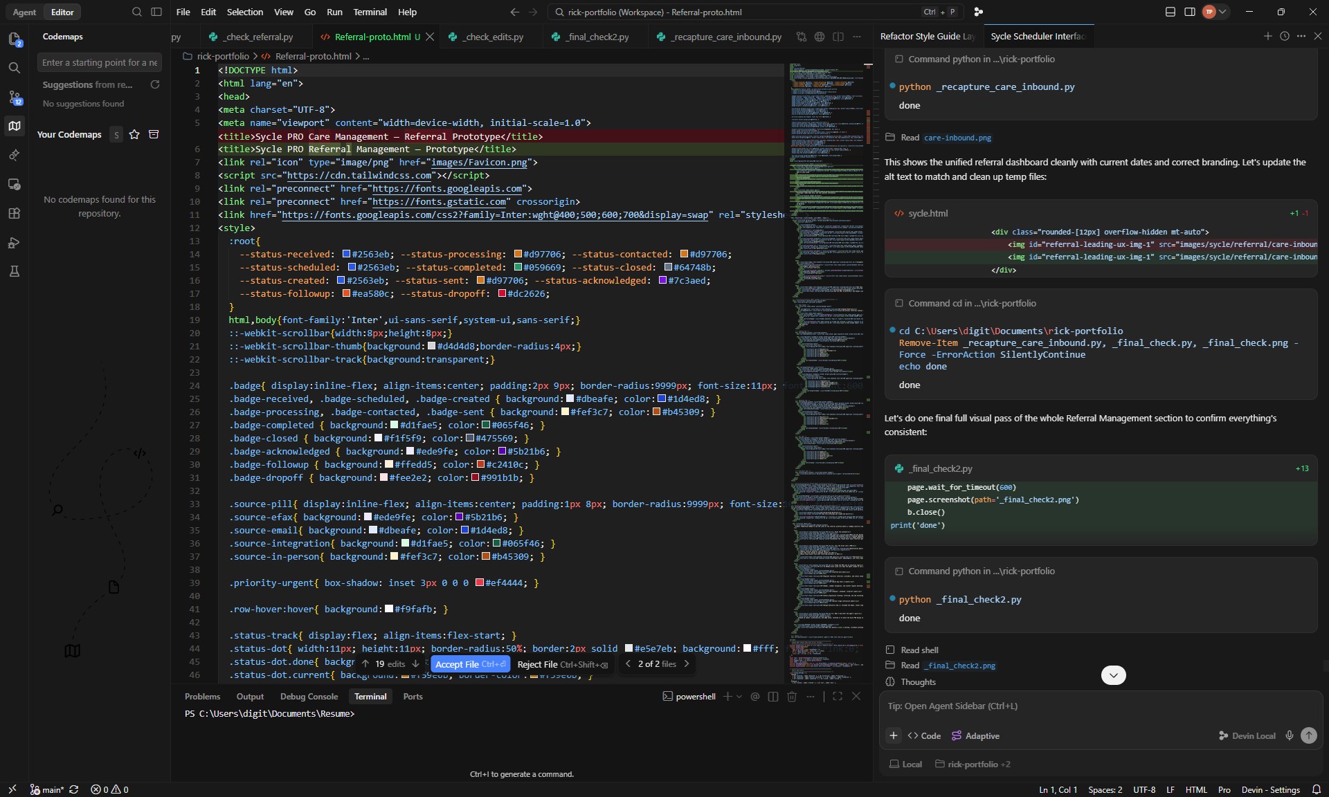 Agentic AI-directed prototyping workflow for the referral management system
